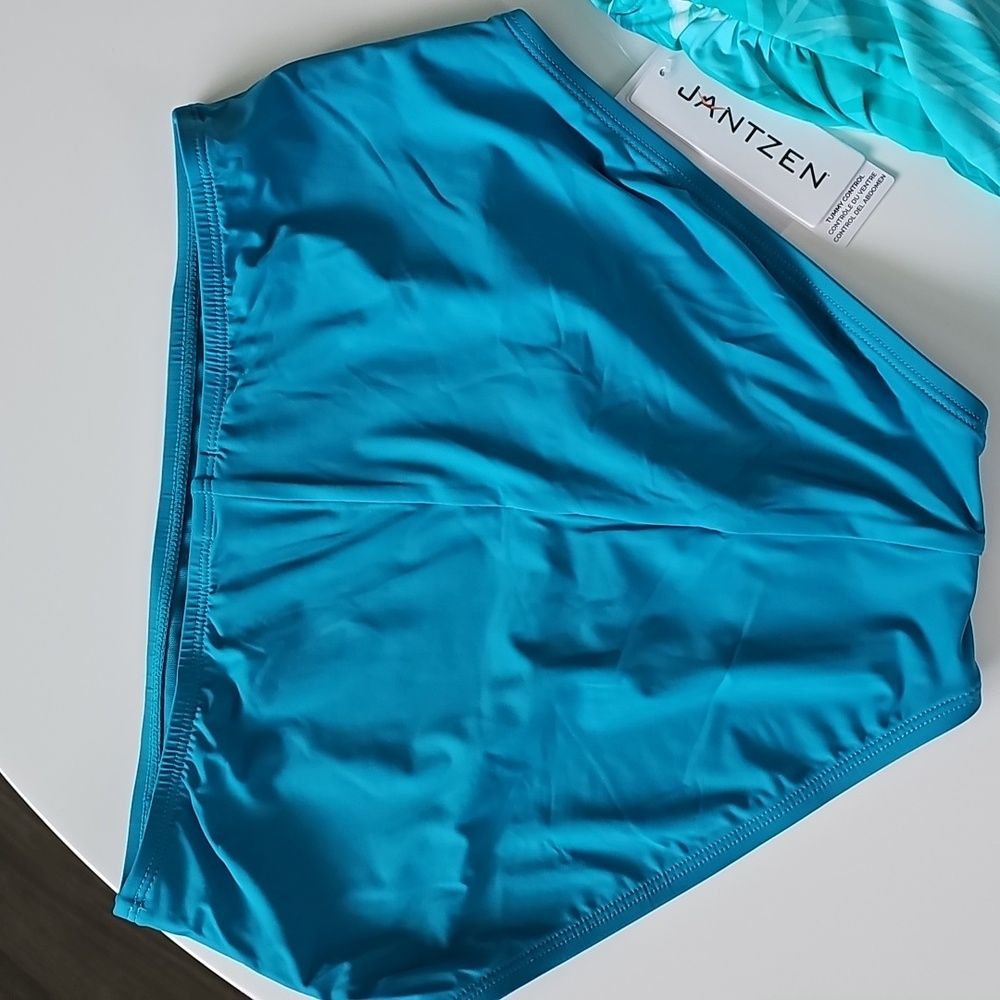 NWT Jantzen Blue Leaf Print Tankini Set - Picture 9 of 9